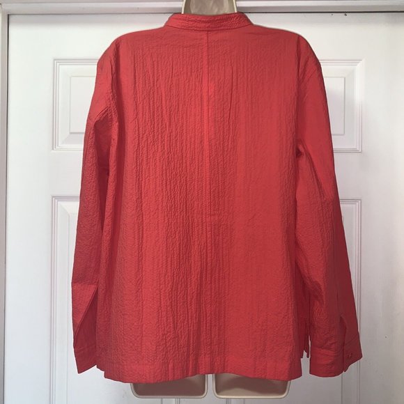 Eileen Fisher Mandarin Collar Jacket Top Blouse Orange Organic Cotton NWT - Picture 9 of 12
